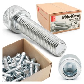 50 Stück M4x40 mm DIN 912 Zylinderschrauben Innensechskant Vollgewinde Stahl verzinkt