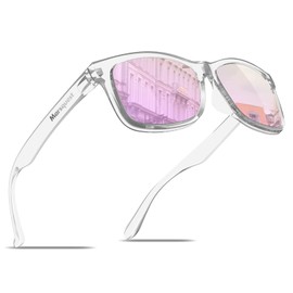 MARSQUEST Polarized Sunglasses, Wellington Type, UV400 UV Protection, Reflective Light, Strong Light, Glare Cut, Drop Prevention, Shock Resistant, For Cycling, Driving, Running, Fishing, Climbing, Trekking, Fashion for Men & Women, pale pink