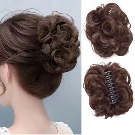 XUZOO Bun Wig, Hair Clip Type, Hair Extension, Women's, Kimono, Dance, Recitals, Weddings, Women's, Hair Clip, Partial Wig, Hair Wound, Curled, Hair Ornament, Large, Hair Clip, Hair Arrangement