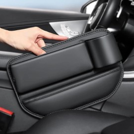 Unbranded 2x PU Leather Car SeatSide Oranizer Seat Gap Filler Storage Boxs with Cup Holder