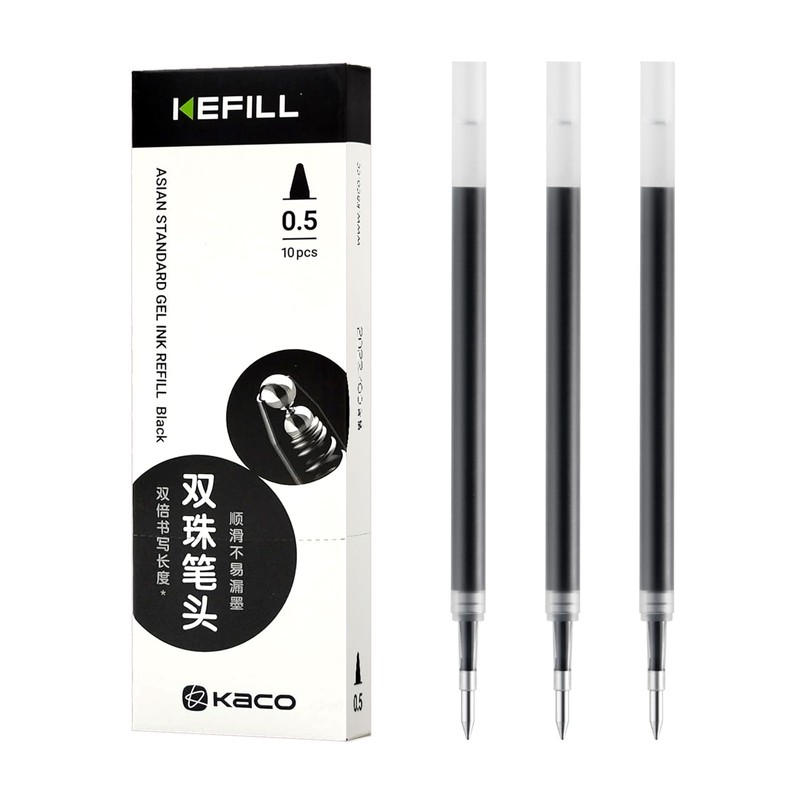 Gel Pens Refill for KACO Pens Asian Standard, Black Ink,