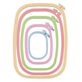QLOUNI 5Pack Rectangular Embroidery Hoops Set, Cross Stitch Hoops 5 Inch 6 Inch 10 Inch 12 Inch 15 Inch ABS Plastic Candy Color Embroidery Hoop for DIY Embroidery Craft