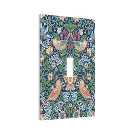 Yamxbfa Willams Morris Vintage Floral Rustic Green Leaf 1 Gang Light Switch Covers Single Toggle Wall Plate Decorative Switchcover Electrical Switchplate for Country Bathroom Bedroom Decor