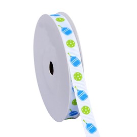 Ribest Sports Pickleball Ribbon, 3/8 Inch Grosgrain Fabric Ribbon for Team Party Decorations Basket Decor Birthday Gift Wrapping Crafts Hair Bows Supplies, 10 Yards