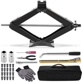 Car Jack Kit Scissor Jack for Car 2 Ton Tire Jack Tool Kit Universal Car Emergency Kit Black