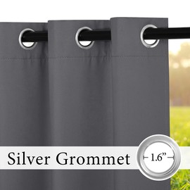 RYB HOME Extra Wide Outdoor Curtains 2 Panels - UV Protect Waterproof Privacy Outside Curtains for Patio Gazebo Balcony Lanai Pavilion Pergola Deck, Wide 105 x Long 96 inches, Grey