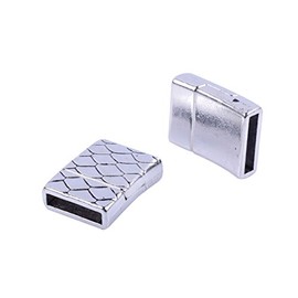 KONMAY 5 Sets 12.x2.0mm Antique Silver Glue-in Style Wave Engraved Jewelry Magnetic Clasps
