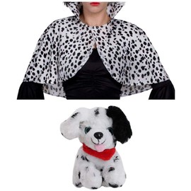 ILOVEFANCYDRESS ADULTS STANDARD SIZED DALMATIAN CAPE WITH PLUSHIE DOG