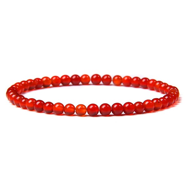 INENIMARTJ 6mm Natural Carnelian Crystal Bracelet for Women,Red Agate Gemstone