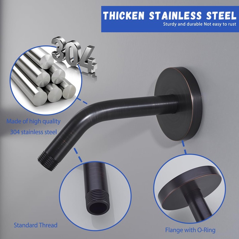 Wall Mounted Shower Arm Extension Head Holder Stainless Stee for