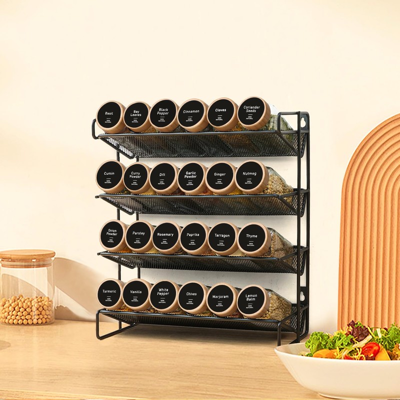 ComSaf Spice Jars with Label 4 oz 24Pcs, Glass Spice