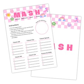 Mash - Pajama Slumber Party Games Sleepover Party Supplies For Girls, Sleepover Birthday Party Games Favor Decoration and Supplies for Her Girls Teenager Adult, Set of 20 Games Cards -08