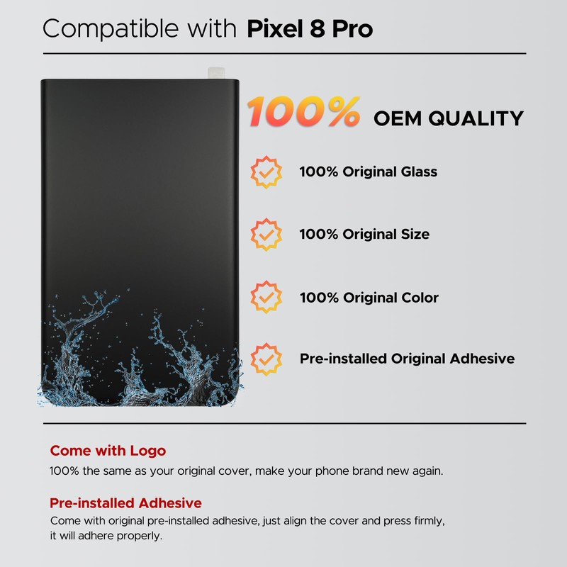 GREEN FUSION Compatible with Pixel 8 Pro Back Glass Cover