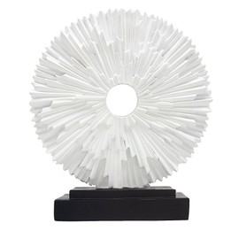 aboxoo Abstract Staute,Modern Decorative Home Decor,Office Desk Sculpture for Men,Creative Round Line Ornament for Bookshelf,Bedroom,Desktop,Dining Table(White)