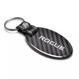 iPick Image for Nissan Rogue Real Carbon Fiber Large Oval Shape Leather Strap Key Chain