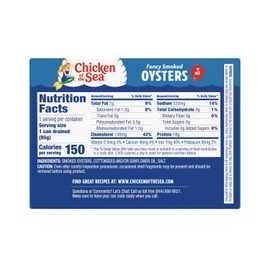 Chicken of the Sea Fancy Smoked Oysters in Oil, Canned Oysters, Great for Recipes, 3.75-Ounce Cans (Pack of 18)