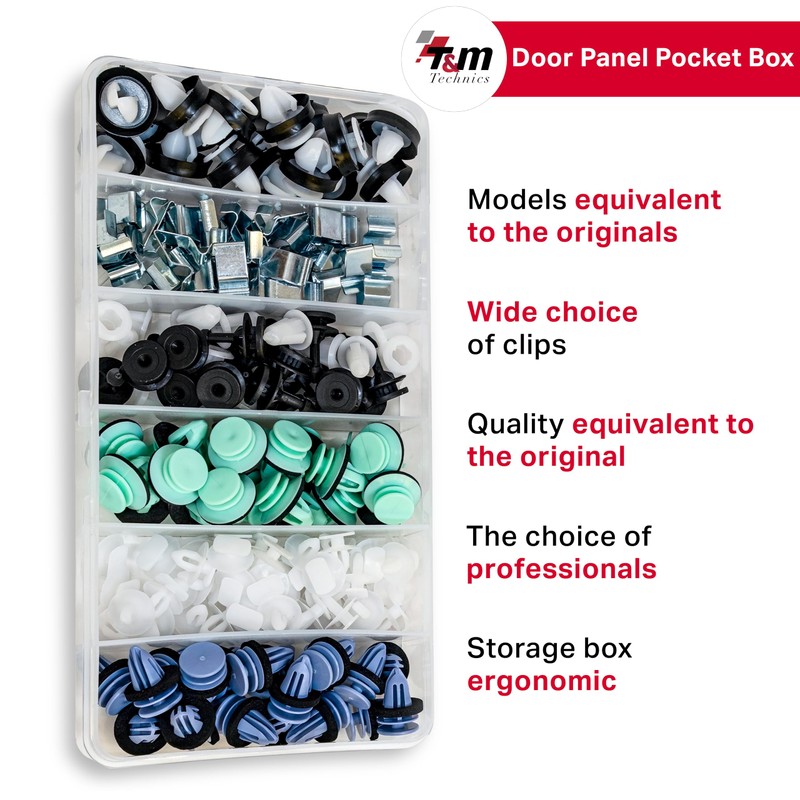 T&M TECHNICS® Box of 159 Universal Fasteners, Clips, Clips and