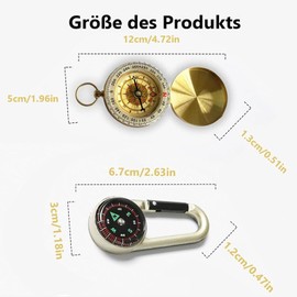 Two Outdoor Compass Compass with Luminous Numbers Compass, Outdoor Compass, Pocket Compass, Clip-on Compass for Hiking, Camping and Other Outdoor Activities
