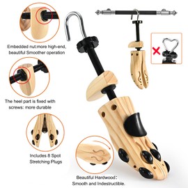 VIVEBEI Shoe Stretcher for Women or Men, Pair 4-Way Wooden Shoe Stretcher Adjustable Length & Width, Shoe Expander & Widener (For Men's Us Size 10-13.5)