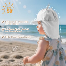 Durio Unisex Children's Peaked Cap with Neck Protection Baby Sun Hat UV SPF50+ with Ear Dream Design Toddler Summer Hat for Girls Boys, White, 6-12 months