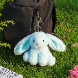 Apricot Lamb Cute Toys Plush Sky Blue Bunny Rabbit Stuffed Animal Soft Keychain for Kids Bag, Purse, Backpack, Handbag (Sky Blue Bunny，4.7 Inches)