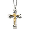 Jewelry Stores Network Gold Steel Crucifix Cross Pendant Necklace Christian