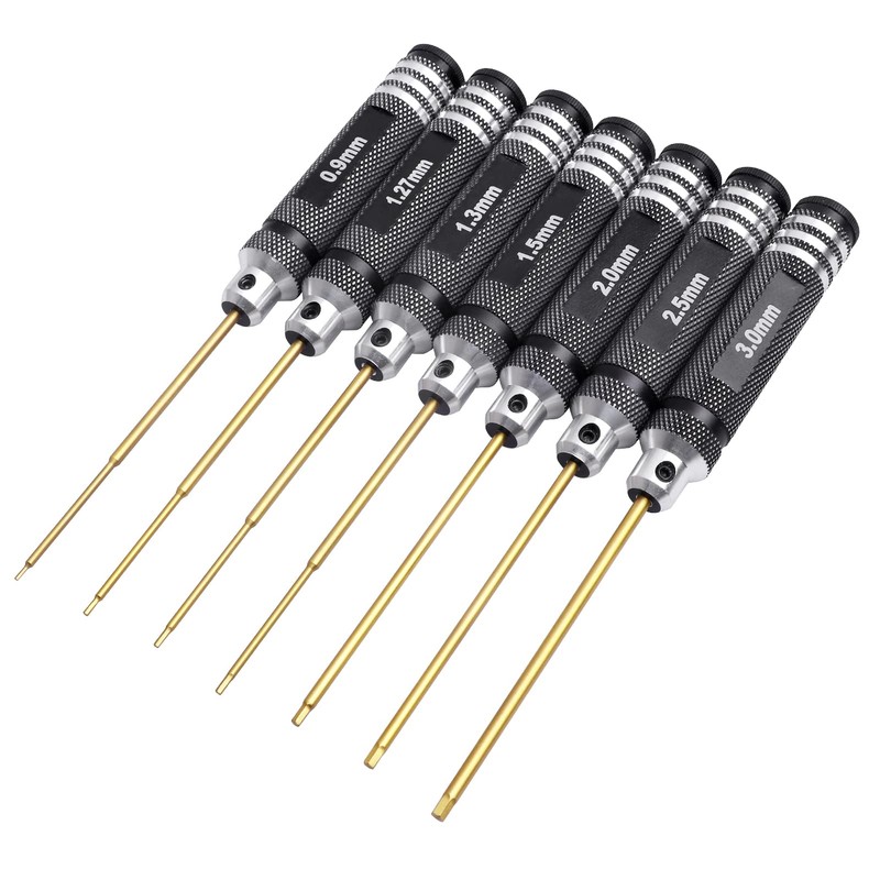 HobbyPark Hex Driver Set Hex Allen Screwdriver Kit Titanium 0.9mm/1.27mm/1.3mm/1.5mm/2.0mm/2.5mm/3.0mm