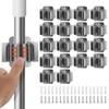 Garage Hooks, Mop and Broom Holder Wall Mounted, Stainless Steel