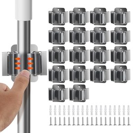 Garage Hooks, Mop and Broom Holder Wall Mounted, Stainless Steel Mop Hanger Kit with Screws, Storage Tool for Kitchen, Home, Bathroom,Garden (Silver, 18 Pack)