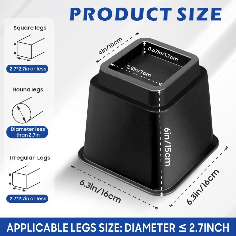 MixDora Bed Risers 5 Inch Heavy Duty Furniture Risers Square