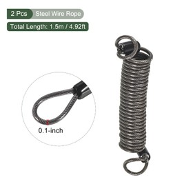 YOKIVE 2 Pcs Security Steel Cables, Coated Baggage Spring Lock Wire Rope with Double Loop | Great for Luggage, Bicycles, Doors (Black, 2.5mmx1.5m)
