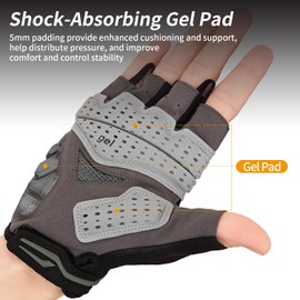 Souke Sports Cycling Gloves Men Women with Oil-Filled Gel Padding, Breathable Summer Half Finger Cycling Gloves for Mountain Bike, Road Bike, Fitness, Outdoor Sports (Black, XL)