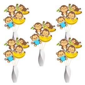 Monkey Boy Centerpiece Sticks - Blue Sign - It’s a Baby Boy Table Topper - Gender Reveal Baby Shower Party Supplies - 16PCS