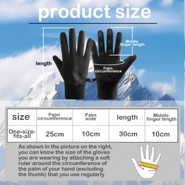 XTYMBH Winter Warm Gloves, Windproof and Waterproof Touch Screen Running Gloves, Non-slip Elastic Cuffs, for Men and Women Running Cycling Mountaineering Hiking (Men's Black, One Size)