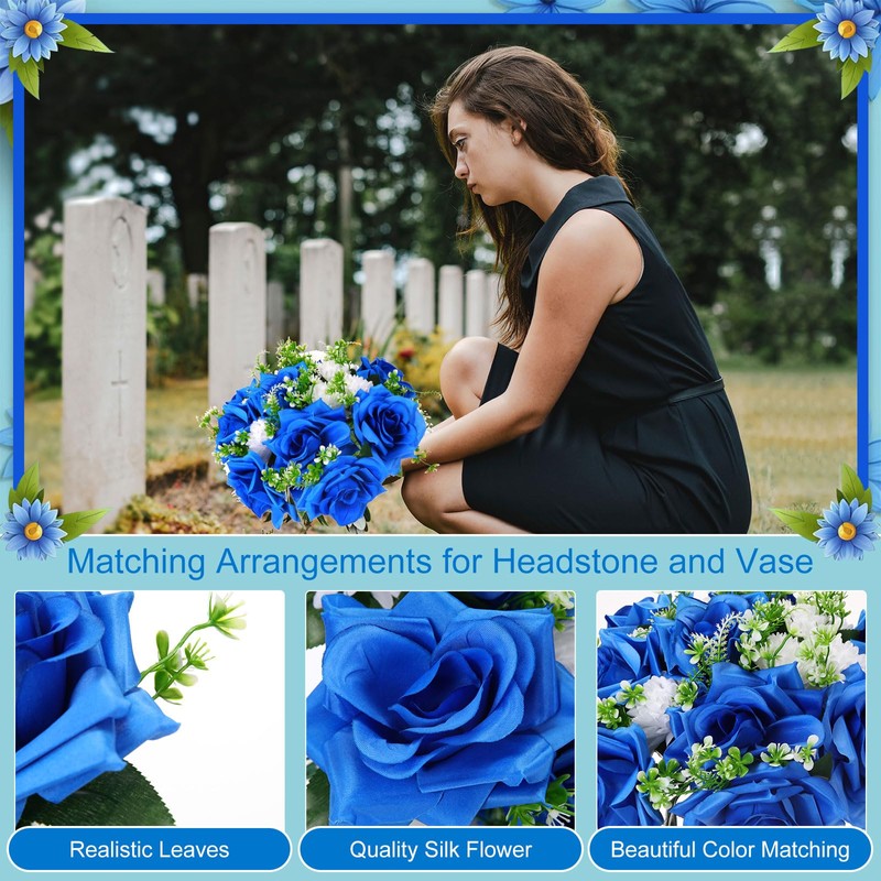 3 Pcs Artificial Cemetery Flowers for Grave Memorial Flowers Funeral