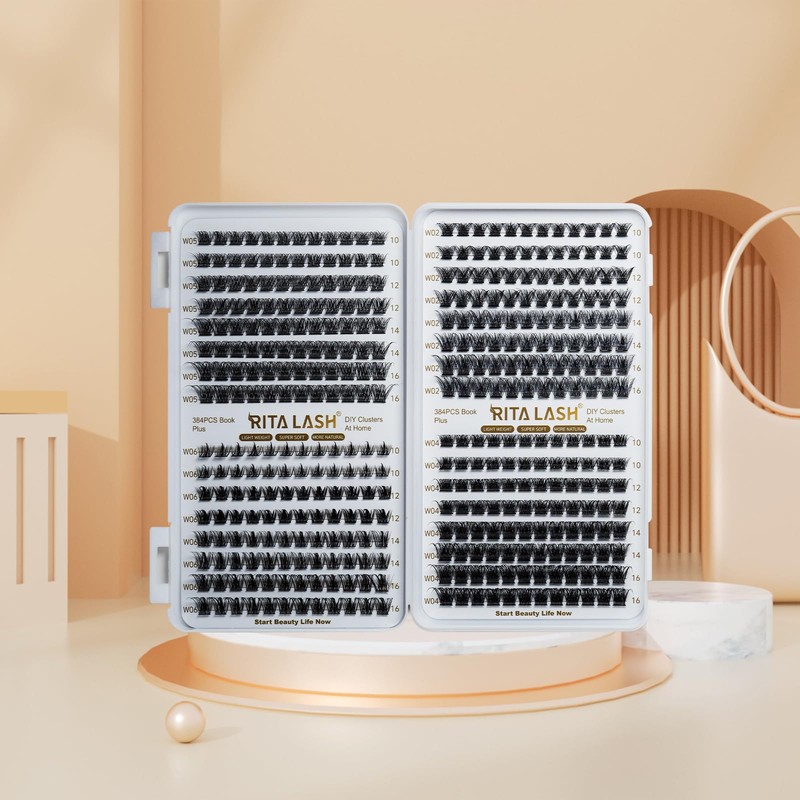 RITALASH 384PCS 4 Style Cluster Lashes Book Individual Lashes Clusters