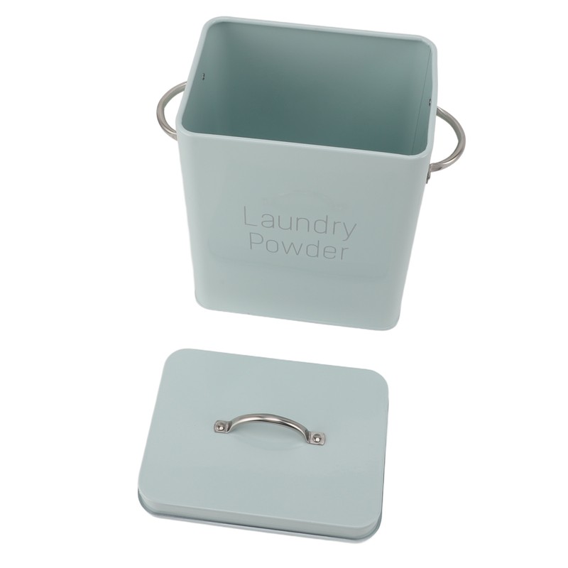 Metal Laundry Room Container with Dual Side Handles with Spoon