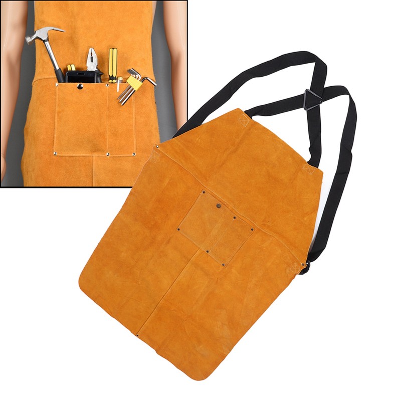 Welding Apron Leather Adjustable Strap Anti Splashing Flame Retardant for