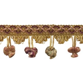 DÉCOPRO Cherry Beige Green 2" Onion Tassel Fringe Trim Berry Parch [5 Yards]