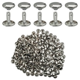 ciciment 100 Set Leather Rivets 10 * 10mm Double Cap Tubular Copper Metal Studs for DIY Leather Craft Clothes Bag Shoes Decoration(Silver)