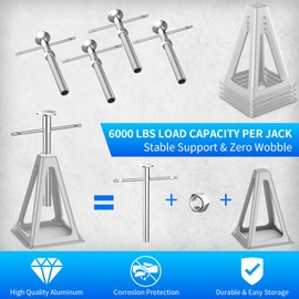BEBOBLY RV Stack Jacks 4 Pack, Screw Jack Stands for RV Camper Travel Trailer Leveling, Aluminum Stabilizer Jacks, Single Support Unloading Up to 6000 Lbs, Adjustable from 11" to 17"
