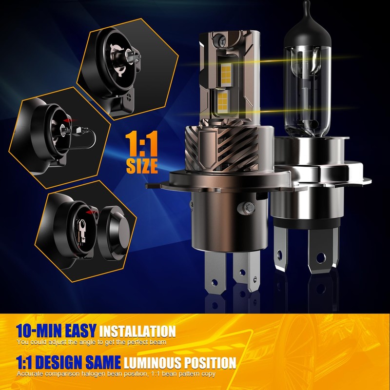 MUEYNIUK Upgraded H4/HB2/9003 Light Bulbs Combo, 32000 LM Super Bright