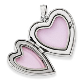Jewels By Lux Sterling Silver Rhodium-plated Dove with Cross Heart Locket