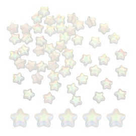 PATIKIL 8mm Crystal Star Beads, 50 Pcs Glass Spacers Bead Star Shaped Charm Pendants for Jewelry Making Bracelet Necklace DIY Crafts, Frosted AB Color