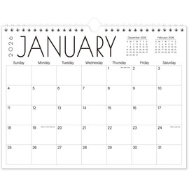 Calendar 2026 - Wall Calendar from Janaury 2026 to June 2027, 2026 Hanging Calendar with Holiday Marked, Premium Paper for Organizing, 8.5'' x 11'',Black Large Word