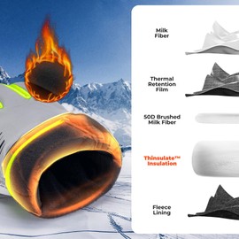 ROCKBROS Cycling Gloves, Winter Gloves, Touchscreen Ski Gloves, Warm & Windproof with Thinsulate, Reflective & Shock Absorbing, for Bicycle, Motorcycle, Running, Hiking, Skiing, Snowboarding, Size L