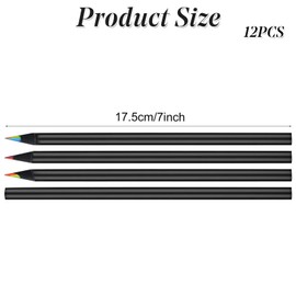 12Pcs Rainbow Coloured Pencils, 7 in 1 Black Wooden Rainbow Pencils Bulk, Multicoloured Pencils Assorted Colours Art Supplies for Adults Drawing Colouring Sketching School Classroom