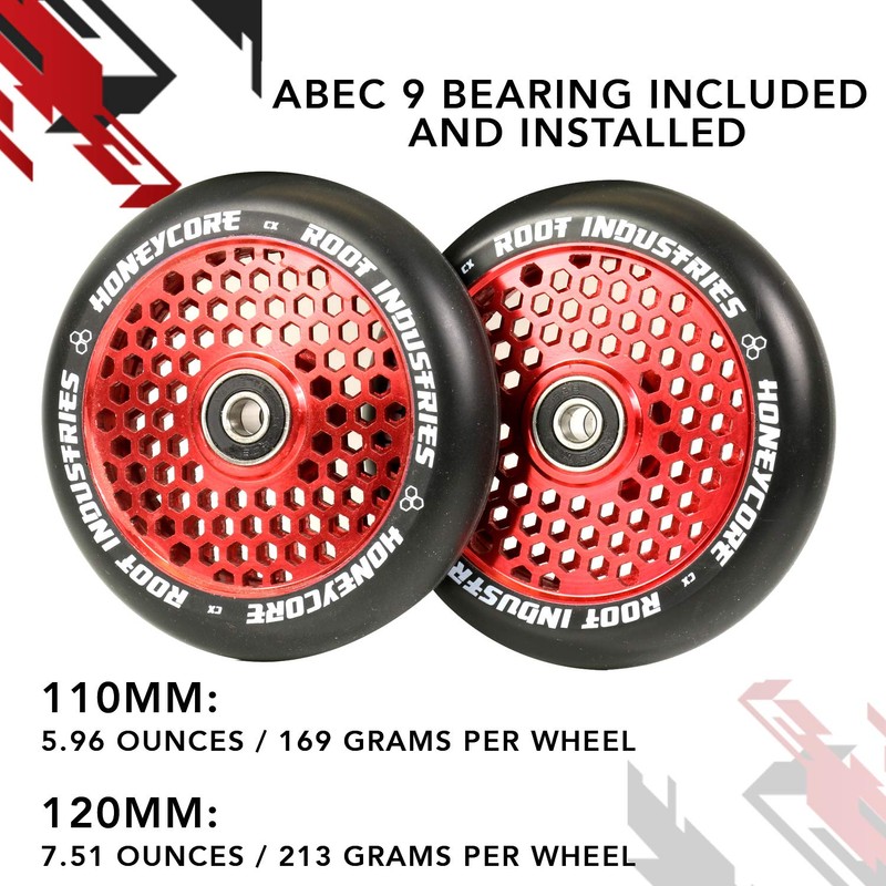 Root Industries Kids' 110 mm Honeycore Wheels Black/Red, One Size