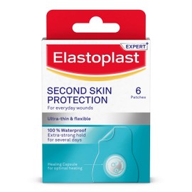 Elastoplast Second Skin Protection Plasters (6 Pieces), Hydrocolloid Waterproof Plasters with Advanced and Flexible Protection and Faster Healing, Ultra-Thin Plaster Strips