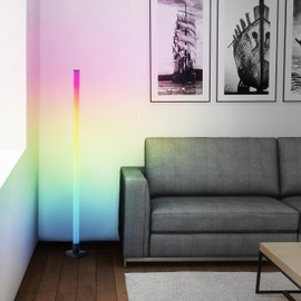 Brilliant RGB LED Floor Lamp | 150 cm Height | Dimmable Floor Lamp with Music Sensor & Remote Control & RGB Front Light | Max. 125 lm | Integrated LED | Made of Aluminium/Plastic in Black